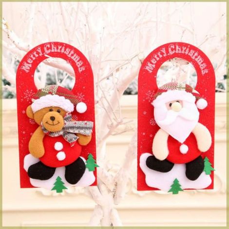 Pendentifs de poignée de porte de noël, dessin animé mignon, ornements de poignée de porte de noël, Salon de beauté, maison, 4 (1/4)