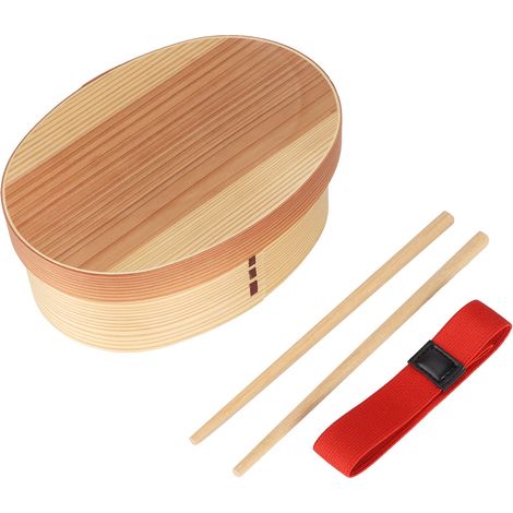 Boîte Bento Bois 1 Couche, Récipient Alimentaire pour Sushi, Plateau Repas Écologique (1/5)