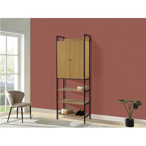 Guardaroba 2 ante, 3 scaffali e 1 bastone appendiabiti Colore: Rovere e Nero - TAPORA (1/5)
