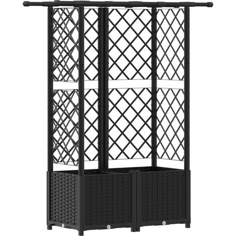 Fioriera da giardino Letto Rialzato con Griglia e Tetto Nero 124 x 40 x 136 cm PP (1/5)