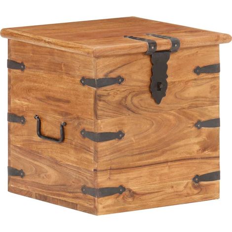 vidaXL Baúl de madera maciza de acacia 40x40x40 cm (1/4)