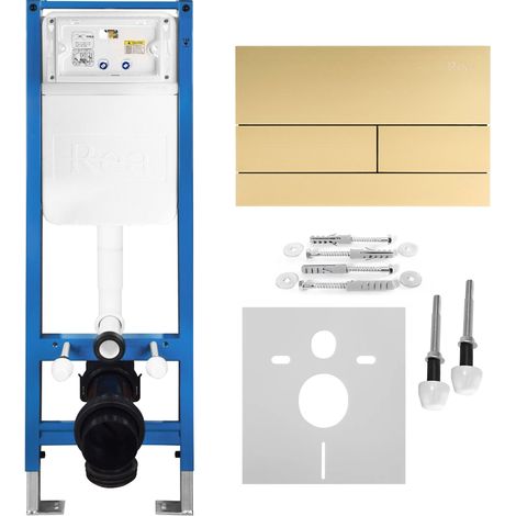 Vorwandelement für WC SLIM 024N mit drückerplatte T brush gold (1/5)