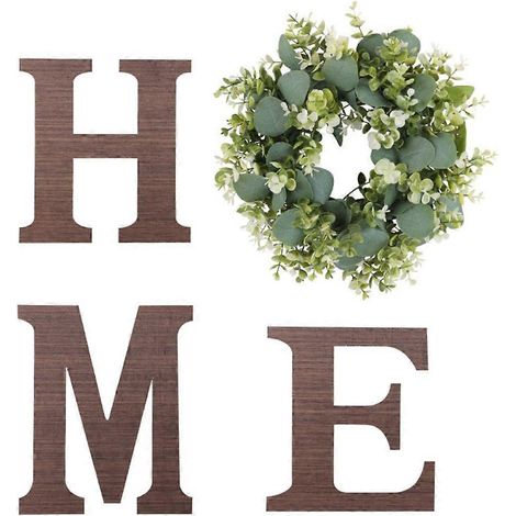 Lettre en bois « Home » avec couronne, décoration murale pour cuisine de style campagnard.