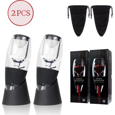 2 Pièces Aérateur à Vin, Magic Décanteur à Vin avec Vin Filtre, Support Anti-Gouttes, Pochette en Velours, Bec Verseur Aérateur de Vin pour les Amateurs de Vin (1/5)