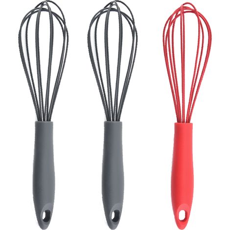Fouet En Silicone - Acier Inoxydable Résistant À La Chaleur - Pour Mélanger Œufs Et Pâtisserie - Lot De 3 (1/5)