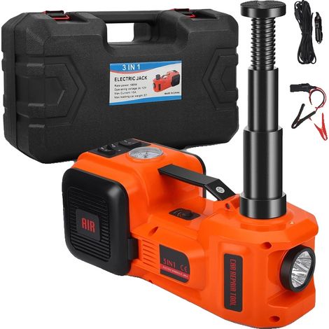 Crick de voiture électrique, capacité de levage de 5,0 tonnes, plage de levage de 15-54 cm, lumière LED de 4000 lumens, pression des pneus de 150 PSI, débit d'air de 35 L/min (1/5)