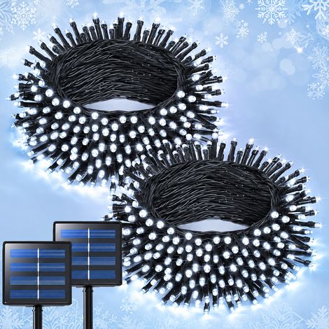 Guirlande lumineuse extérieure lumière blanche solaire 8 modes 32 mètres 300 LED étanche IP65 22 × 10 × 9 cm 1 kg – Livraison gratuite