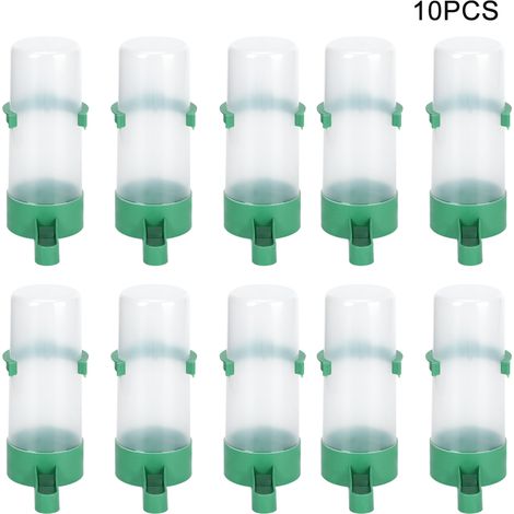 10 pièces Récipient rond en plastique pour oiseaux de basse-cour, abreuvoir automatique pour élevage de volailles, bouteille d'eau à boire (1/5)