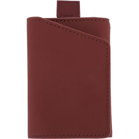 Portefeuille minimaliste en cuir, porte-cartes de crédit, monnaie, multifonction portable pour hommes et femmes, couleur rouge brun. (1/5)