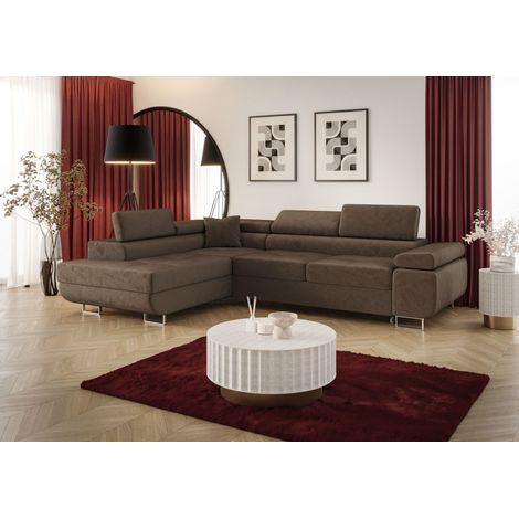 Ecksofa Schlafsofa Sofa MONARO Stoff Monolith Braun Ottomane Links (1/3)