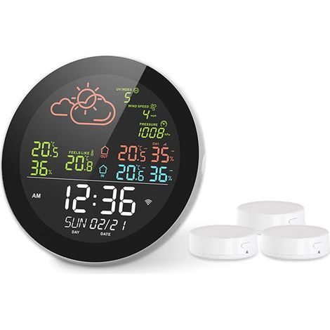 Estación meteorológica multifuncional Tuya Wifi, pantalla digital a color, medidor de temperatura interior/exterior, higrómetro, pronóstico del tiempo (compatible con Smart Life). (1/5)