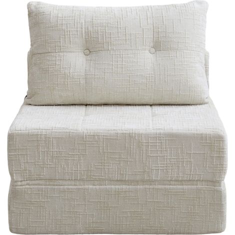 Divano letto pieghevole in ciniglia beige con cuscino e schienale 79 x 79 x 57 cm (1/5)