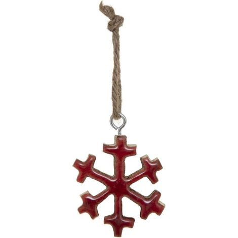Paris Prix - Sujet De Noël Flocon glacé 5cm Rouge