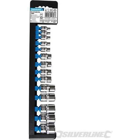 Set di bussole chiavi inserti E4-E24 Trx esagonali meccanica 14 pz Silverline