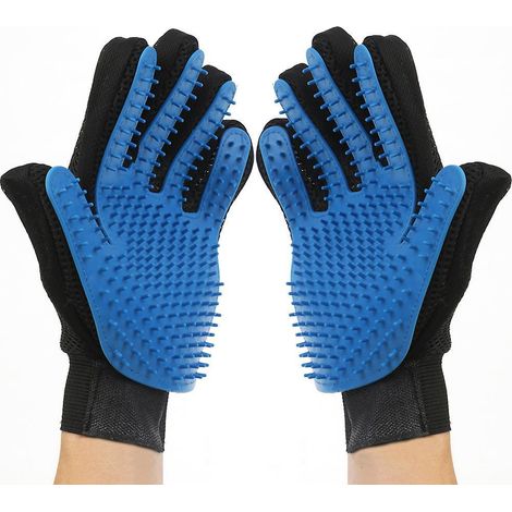 gants De Beaut Pour Chien Et Chat (bleu), Gants De Brosse D'pilation Doux, Gants D'pilation Efficaces, Outil De Massage, Design Amlior Cinq Doigt (1/5)