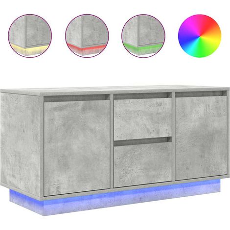 vidaXL Mueble de TV con luces LED gris hormigón 100x41x50 cm (1/2)