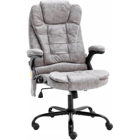 Bürostuhl mit Massagefunktion Hellgrau Wildleder-Optik