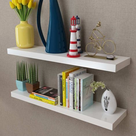 vidaXL Estantes flotantes de pared 2 uds MDF blanco para libros/DVD (1/4)