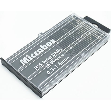 Lot de 20 forets hélicoïdaux HSS à queue droite miniature, avec boîte en plastique, pour réparations domestiques (33 g). (1/5)