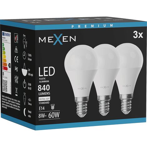 Mexen Nova 3x Ampoule LED E14, G45, 8W, Neutre - 4000K, 840 lm - L101-E14-0840-01x03 (1/3)