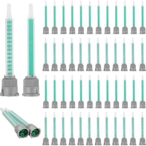 50 PCS Buse Colle bi Composant,Buses de Mélange Carrées de Pistolet à Colle AB 1:1, Buse de Mélange Époxy, Tubes Mélangeurs Statiques (1/5)