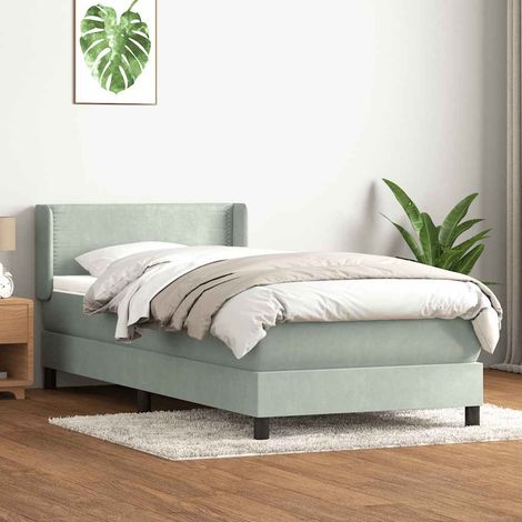 Boxspringbett mit Matratze Hellgrau 80x220 cm Samt