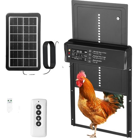 Porte de poulailler automatique, alimentée par énergie solaire, télécommande, norme européenne (1/5)