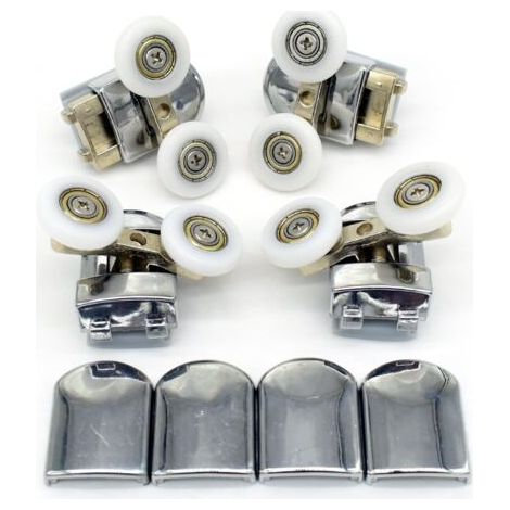 Satz mit 4 Ersatz-Doppelrollen für Duschtüren, 23 mm Durchmesser (Doppelrolle 2 oben + 2 unten - 23 mm)