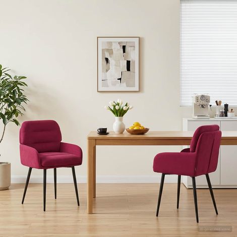 Lot de 2 chaises de salle à manger en velours bordeaux avec accoudoirs, 59 x 59,5 x 90 cm - PANGIVO (1/5)