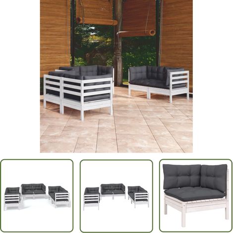Salon de jardin 6 pcs,Mobilier de terrasse,Table et Chaise pour Relax avec coussins Bois de pin massif -YZ971661 (1/5)