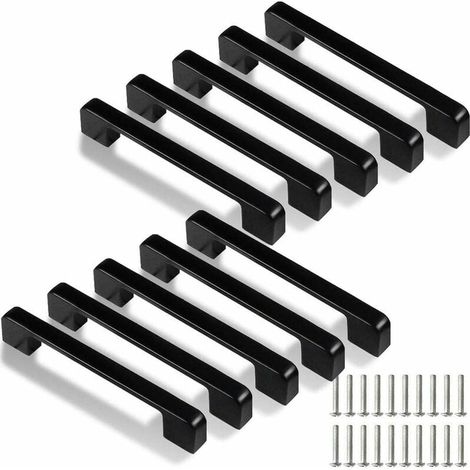 Maniglia per cucina, maniglie per mobili per porte, cassetti, armadietti (con viti) 128 mm 10 pezzi nero - (1/5)