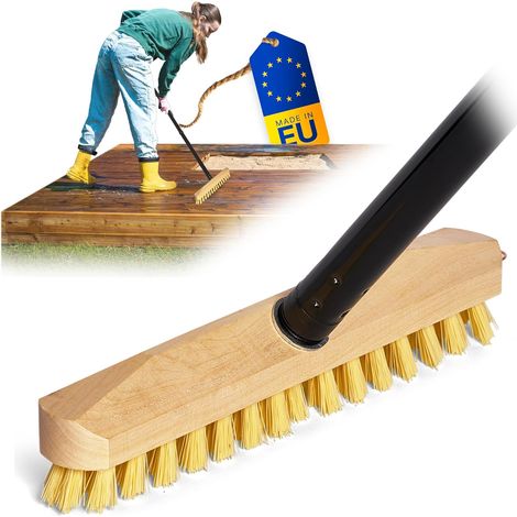 Brosse à récurer en bois avec poils, essuie-glace avec filetage et manche enfichable, brosse à récurer en quatre parties Brosse de sol PPN, idéale