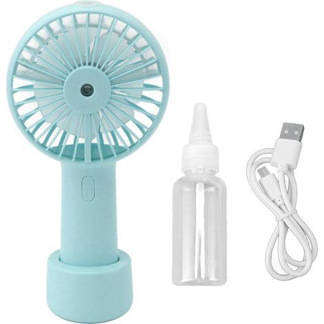 Silent portable misting fan, 2000mAh, 3 wind speeds, 2 spray modes, 7 turbine blades, USB, personal misting fan for desktop computer, blue (1/5)