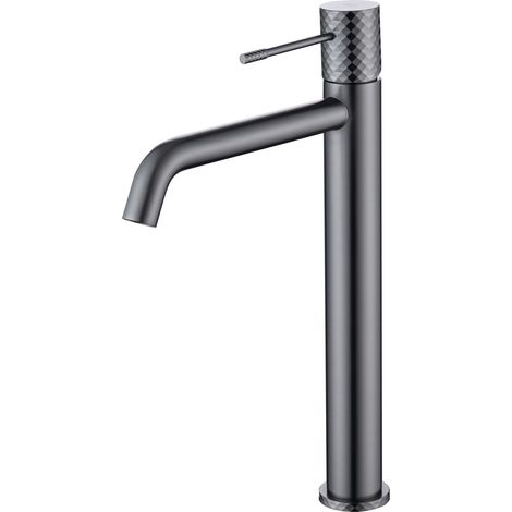 IMEX Miscelatore monocomando lavabo alto in ottone con finitura Black Gun Metal PVD cartuccia ceramica Ø26 mm set 2 flessibili 3-8 corpo robusto anticorrosione modello Imex-BDG053-3BGM (1/3)