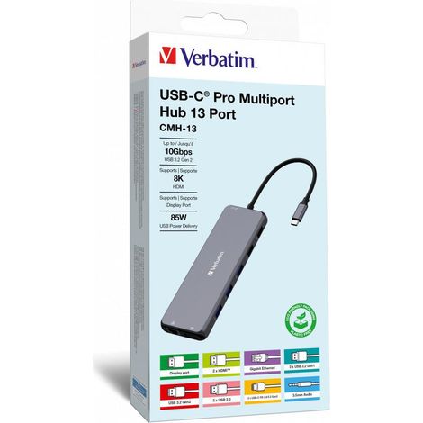 Verbatim CMH-13 USB Tipo C 10000 Mbit/s Plata (1/4)