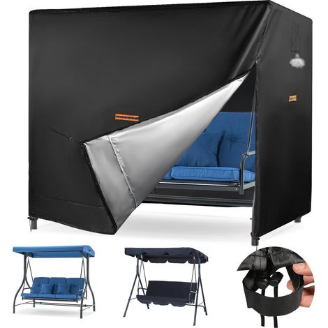 Hollywoodschaukel Abdeckung 3 Sitzer, 420D Oxford, Wasserdicht, Winddicht, UV-Schutz (1/5)