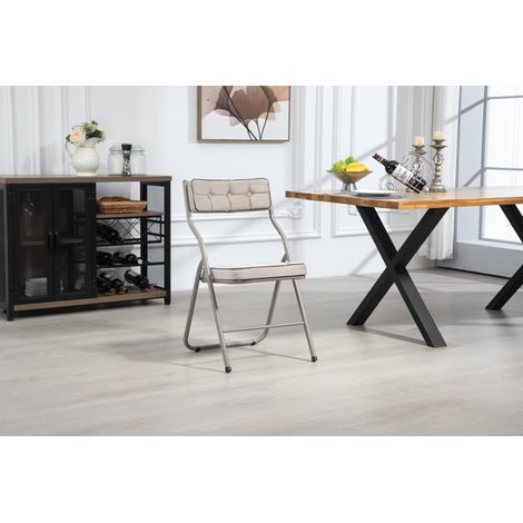 Stuhl Esszimmerstuhl klappbar 2er Set Stahl Khaki OKMYHOME (1/3)