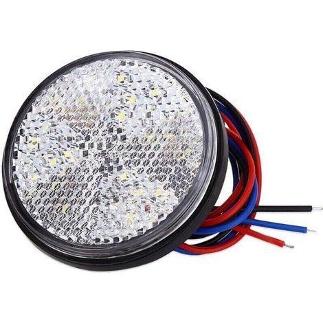 Feux de Remorque LED, 12V Feu Arriere pour Remorque 2PCS remorque Voiture Feu de Freinage Réflecteur Rond LED Feu de Gabarit LED pour Camion de Moto Automobile (Blanc，2pcs)