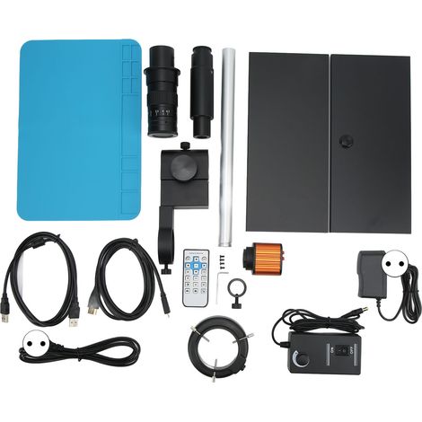 Kit caméra microscope industriel 24MP 180X monture C, éclairage LED, pour soudure BGA PCB réparation téléphone, AC100-240V prise UE (1/5)