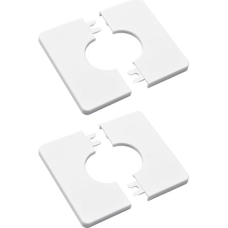 Couvre-tuyaux muraux, 2 pièces en plastique ABS, plaques d'escutcheon carrées auto-adhésives, couvre-tuyaux décoratifs pour tuyau de douche de 32 mm de diamètre (Blanc)