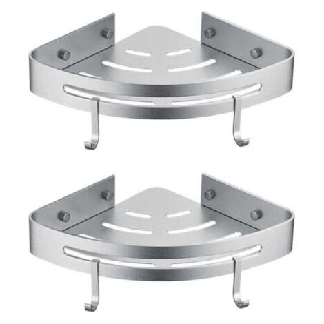 Étagère de douche d'angle – 2 pièces – sans perçage – étagère de salle de bain sans perçage, panier de rangement de douche, support de douche adhésif mural en aluminium, organisateur pour shampoing (t (1/4)