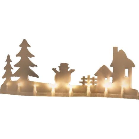 Lichtdekoration, 8 LEDs, Kerzenständer mit Schneemann, batteriebetrieben (1/2)