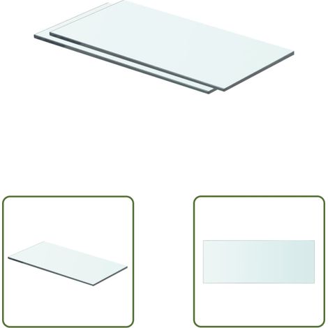 The Living Store Regalböden 2 Stk. Glas Transparent 40x15 cm - Wandregal - Glasregal - Regalboden - Regalplatte - Transparenter Glas (1/3)
