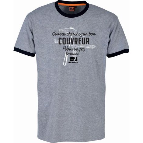T-Shirt Couvreur BOSSEUR Grau meliert - Größe L - 11533-003