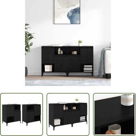 Holzschrank - Sideboards 2 pcs Schwarz Eichen-Optik 60 x 35 x 70 cm (1/5)