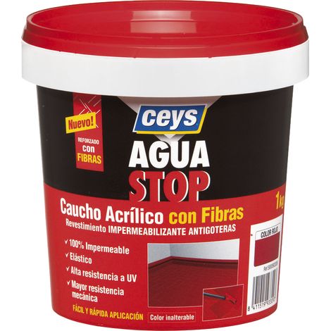 Impermeabilizante aguastop caucho acrilico con fibras 1 kg Negro