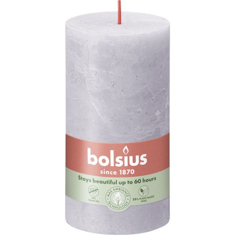 Bolsius Rustik Stumpenkerze gefrorener lavendel, Höhe 13 cm, Ø 6,8 cm Stumpen- und Kugelkerzen