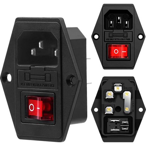 Connecteur d'alimentation avec fusible c14, panneau de connexion, module de connexion C14 avec cadre, AC 10A 250V, adapté aux machines industrielles et récréatives