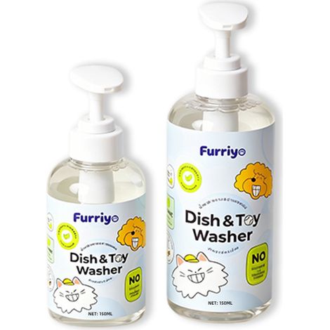 Furriyo dishwashing liquid for pet toys, cleaner for cat and dog bowls, degreaser, odor remover, mild cleaner (1/5)