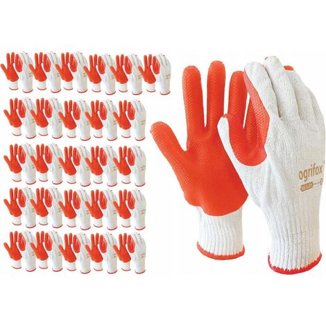 Guantes para pavimentación / blancos y naranjas / Talla: 10 - XL / OX-ORANGINA - 120 unidades. (1/5)